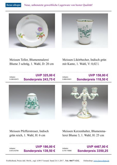 Bestandskatalog Meissen Porzellan 12-2017 bei hess-shops