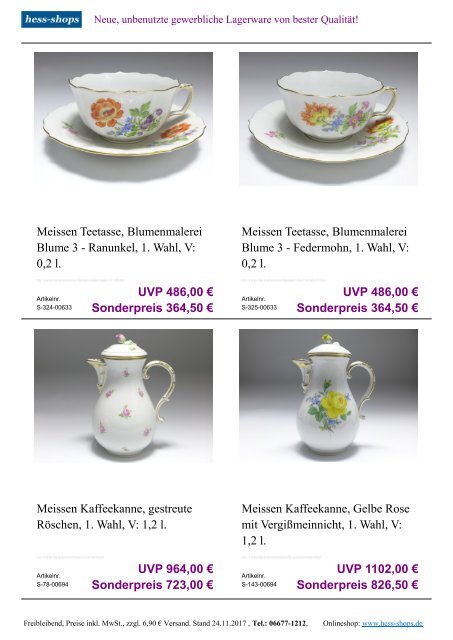 Bestandskatalog Meissen Porzellan 12-2017 bei hess-shops