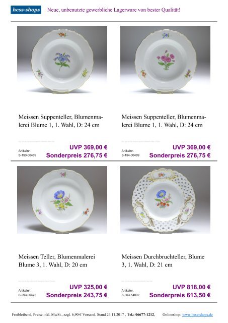 Bestandskatalog Meissen Porzellan 12-2017 bei hess-shops