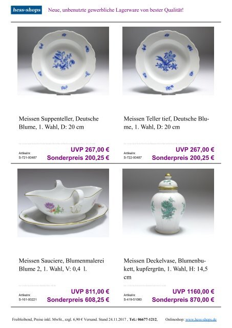 Bestandskatalog Meissen Porzellan 12-2017 bei hess-shops