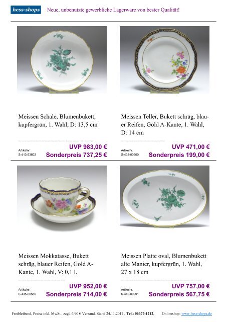 Bestandskatalog Meissen Porzellan 12-2017 bei hess-shops