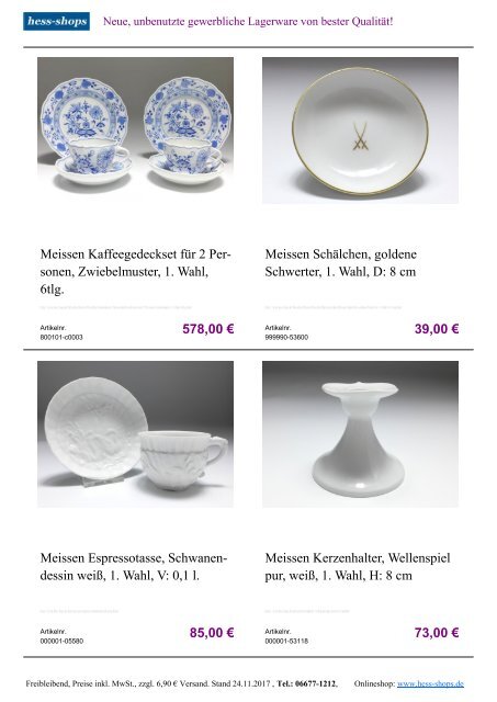 Bestandskatalog Meissen Porzellan 12-2017 bei hess-shops