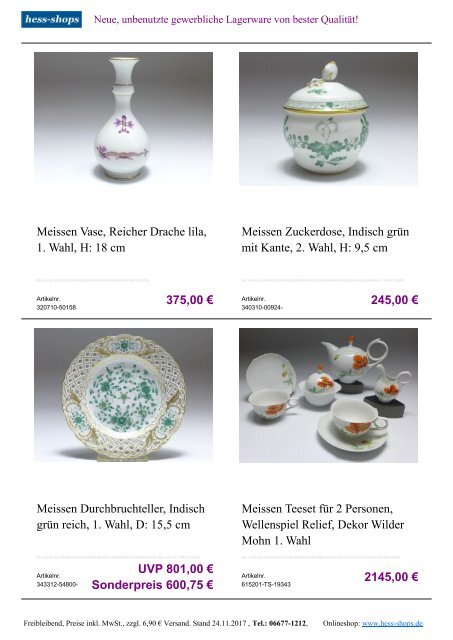 Bestandskatalog Meissen Porzellan 12-2017 bei hess-shops