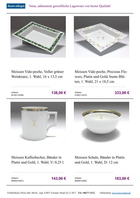 Bestandskatalog Meissen Porzellan 12-2017 bei hess-shops