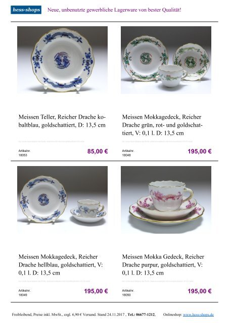 Bestandskatalog Meissen Porzellan 12-2017 bei hess-shops