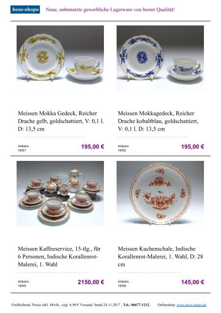 Bestandskatalog Meissen Porzellan 12-2017 bei hess-shops