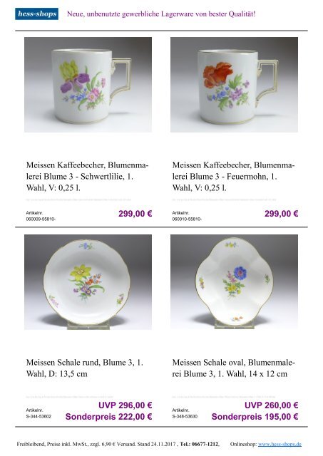 Bestandskatalog Meissen Porzellan 12-2017 bei hess-shops