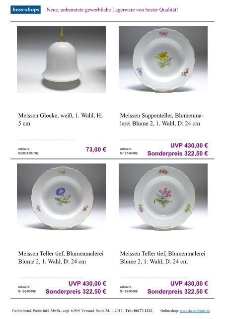 Bestandskatalog Meissen Porzellan 12-2017 bei hess-shops