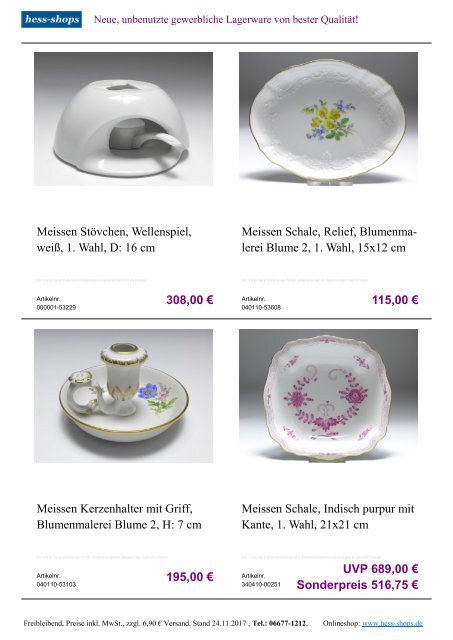 Bestandskatalog Meissen Porzellan 12-2017 bei hess-shops