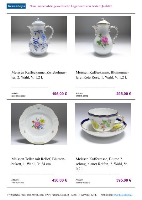 Bestandskatalog Meissen Porzellan 12-2017 bei hess-shops