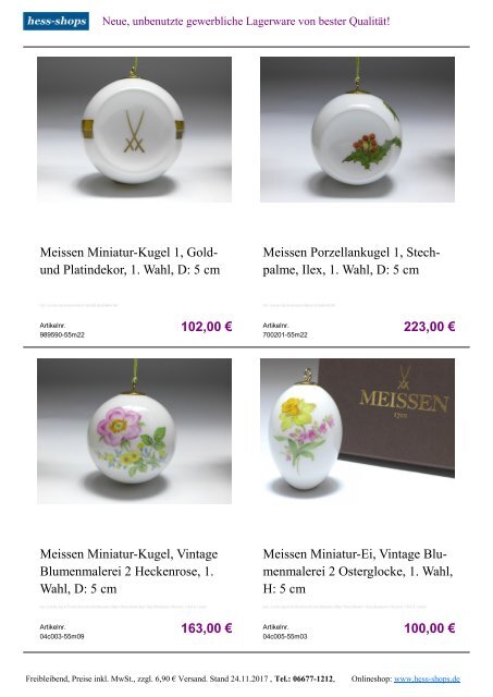 Bestandskatalog Meissen Porzellan 12-2017 bei hess-shops