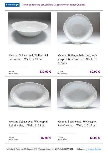 Bestandskatalog Meissen Porzellan 12-2017 bei hess-shops