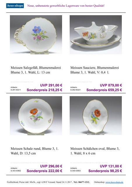 Bestandskatalog Meissen Porzellan 12-2017 bei hess-shops