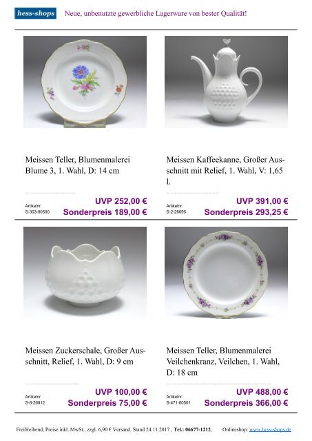 Bestandskatalog Meissen Porzellan 12-2017 bei hess-shops