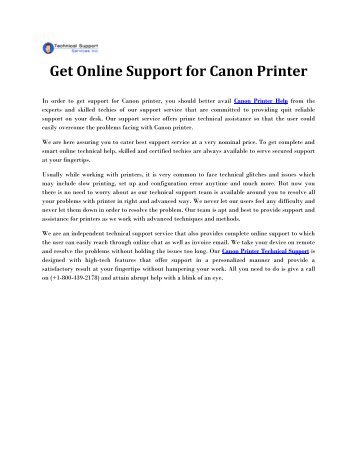Get Online Support for Canon Printer
