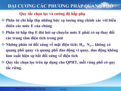 CÁC PHƯƠNG PHÁP PHÂN TÍCH VẬT LÝ ỨNG DỤNG TRONG HÓA HỌC ĐINH THỊ TRƯỜNG GIANG