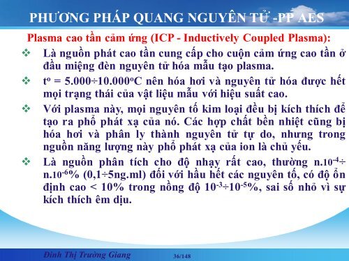 CÁC PHƯƠNG PHÁP PHÂN TÍCH VẬT LÝ ỨNG DỤNG TRONG HÓA HỌC ĐINH THỊ TRƯỜNG GIANG