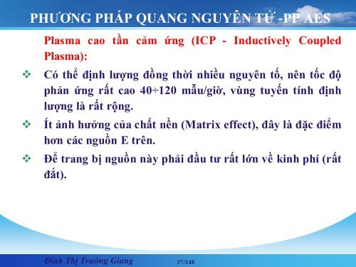 CÁC PHƯƠNG PHÁP PHÂN TÍCH VẬT LÝ ỨNG DỤNG TRONG HÓA HỌC ĐINH THỊ TRƯỜNG GIANG