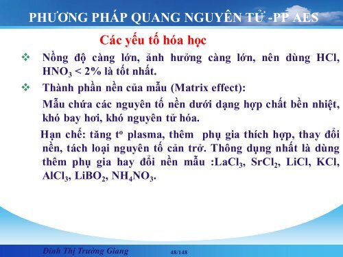 CÁC PHƯƠNG PHÁP PHÂN TÍCH VẬT LÝ ỨNG DỤNG TRONG HÓA HỌC ĐINH THỊ TRƯỜNG GIANG