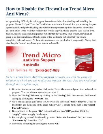 How to Disable the Firewall on Trend Micro Anti Virus?