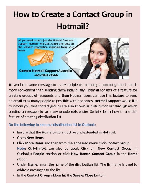 How to Create a Contact Group in Hotmail?