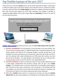 Top Toshiba Laptops of the year 2017