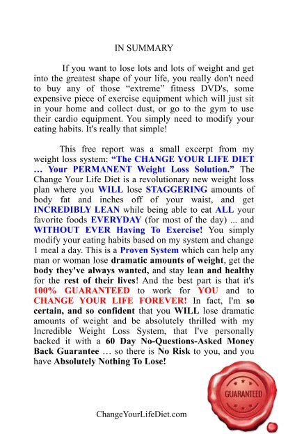 The Change Your Life Diet