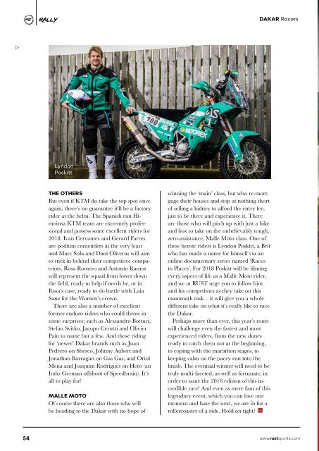 RUST magazine: RUST 2018 Dakar Preview