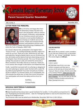 Newsletter 2nd Quarter 2017-18