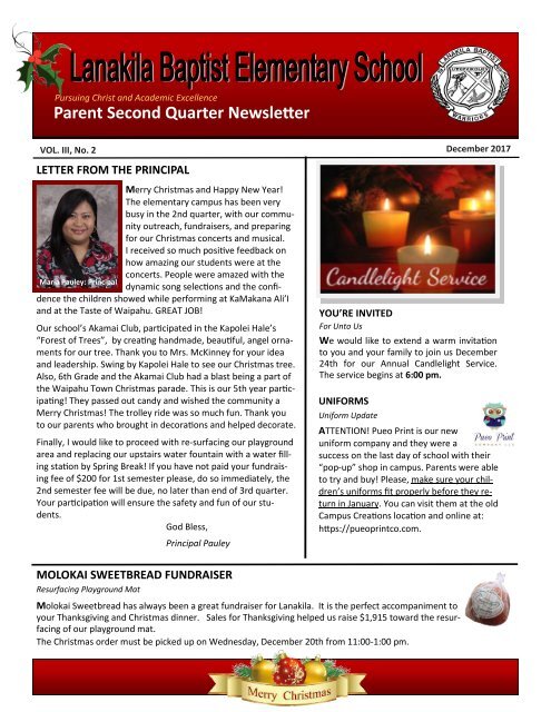 Newsletter 2nd Quarter 2017-18