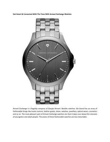 Get Smart & Connected With The Time With Armani Exchange Watches