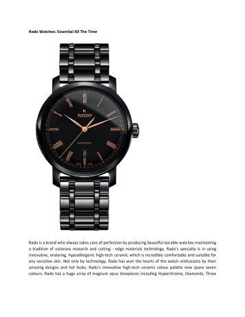 Rado Watches - Essential All The Time