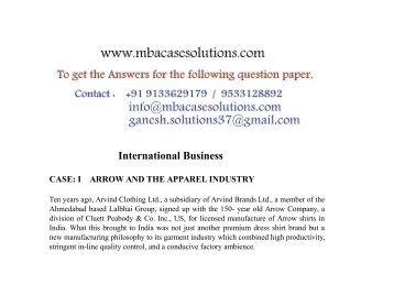 case study of arrow and the apparel industry and answer case study of arrow and the apparel industry and answer