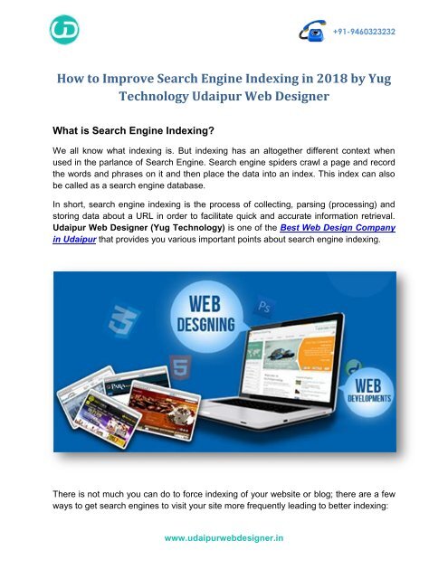 How To Improve Search Engine Indexing in 2018 by Yug Technology