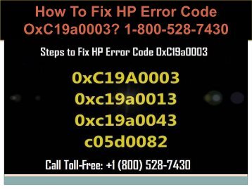 18005287430 Fix HP Error Code OxC19a0003