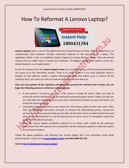 How To Reformat A Lenovo Laptop?