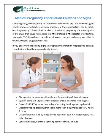 Medical Pregnancy Cancellation Cautions and Signs