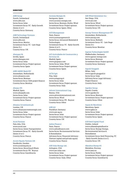 European Clean Energy Investment Guide 2012