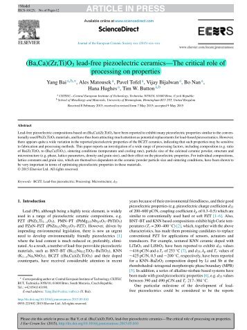 (Ba,Ca)(Zr,Ti)O3 lead-free piezoelectric ceramics?The critical role of processing on properties