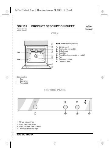 KitchenAid OBI 115 S - OBI 115 S EN (854147415030) Scheda programmi