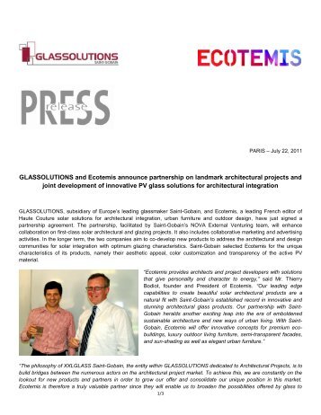 GLASSOLUTIONS and Ecotemis announce partnership on landmark
