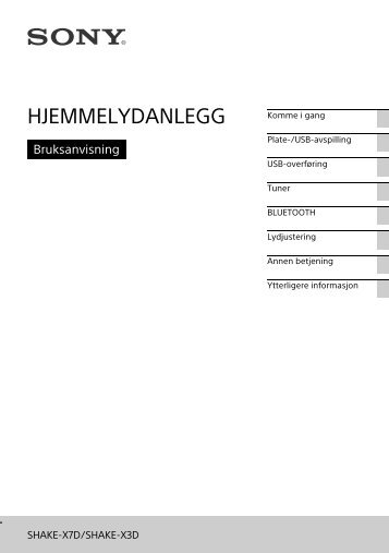Sony SHAKE-X7D - SHAKE-X7D Consignes dâutilisation NorvÃ©gien