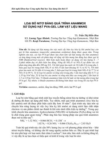 LOẠI BỎ NITƠ BẰNG QUÁ TRÌNH ANAMMOX SỬ DỤNG HẠT PVAGEL LÀM VẬT LIỆU MANG (VI-EN)