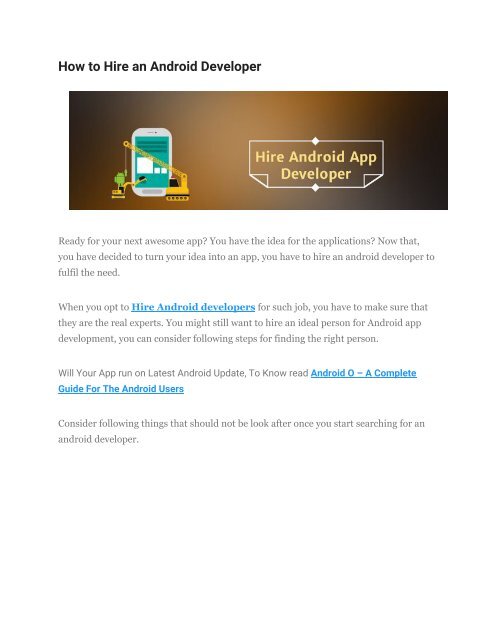 How to Hire an Android Developer