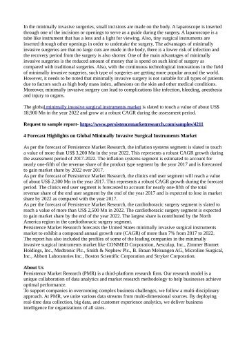  Minimally invasive surgical instruments Marketis projected to reflect a CAGR of 6.8% over 2017-2022