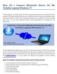 How Do I Connect Bluetooth Device On My Toshiba Laptop Windows?