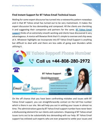 BT Email Customer Service +44-808-280-2972 | BT Yahoo Support UK