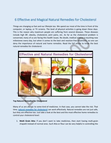 Effective and Magical Natural Remedies for Cholesterol