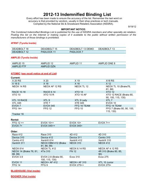 morgen Uitgebreid Ontslag 2012-13 Indemnified Binding List - Play It Again Sports