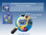 World Renowned International Private Investigator